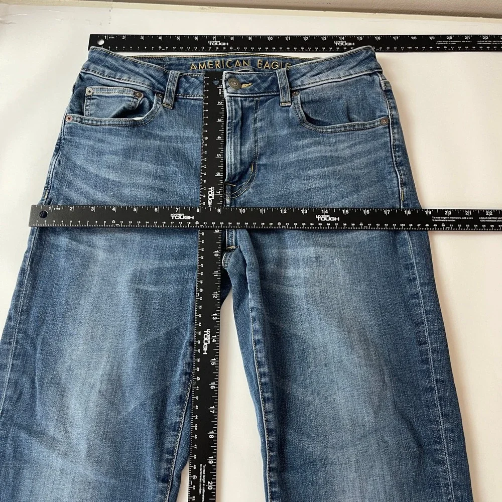American Eagle Jeans Men 32x32 Blue Original Straight Medium Wash Whisker Grunge